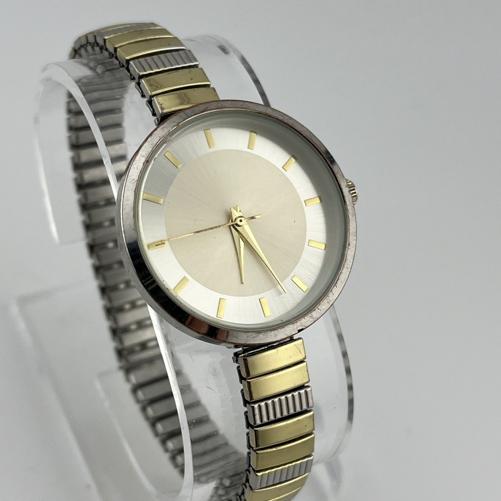 Women's Two Tone 32mm Stretch Band Watch- New Battery